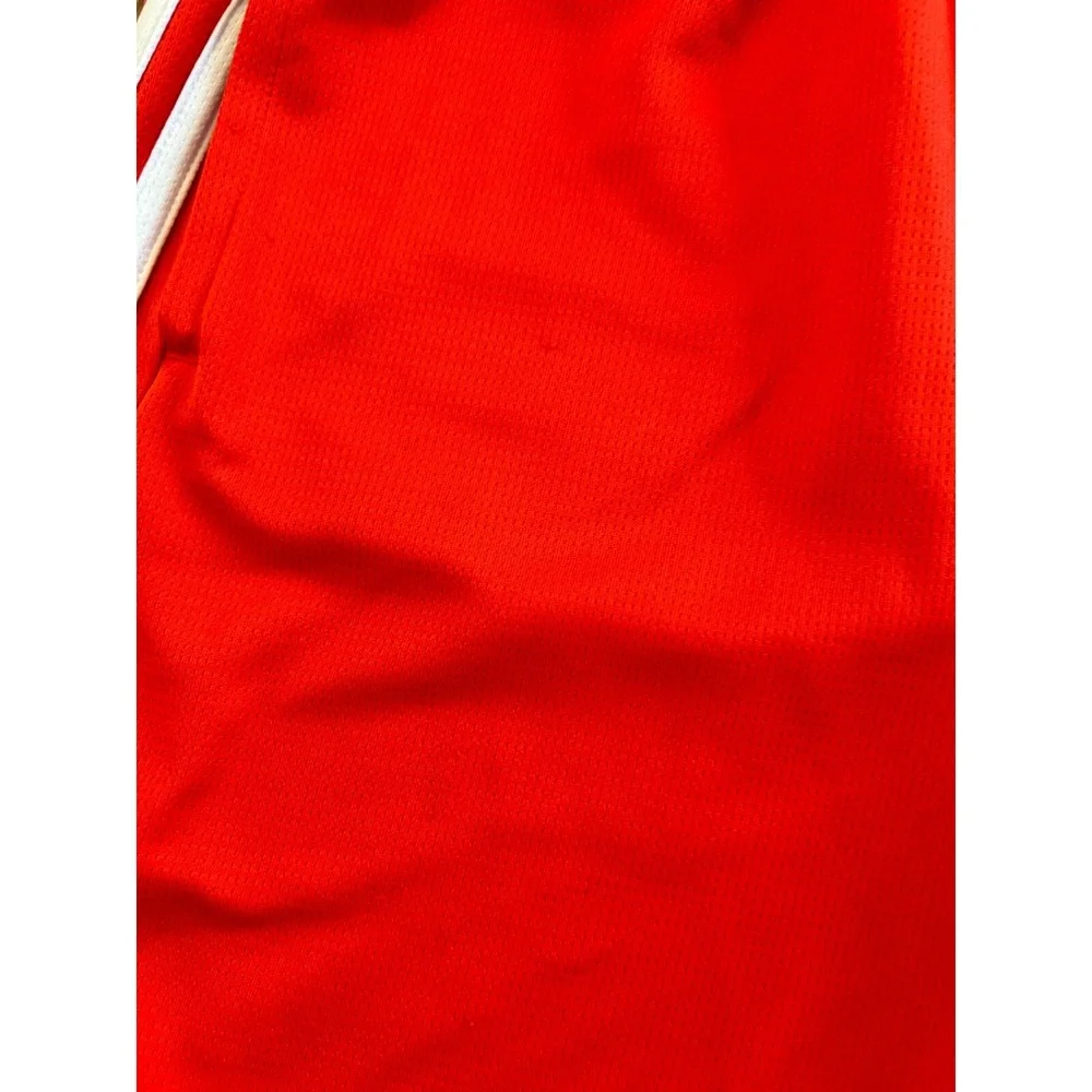 Adidas Boys Athletic Basketball Shorts Size 14/16 Red Mesh 3 Stripe Drawstring
